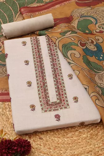 Printed Linen Unstitched Dress Material