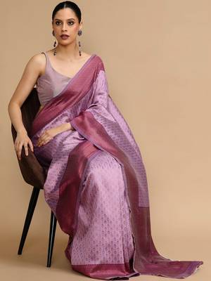 Lavender woven design sarees 2