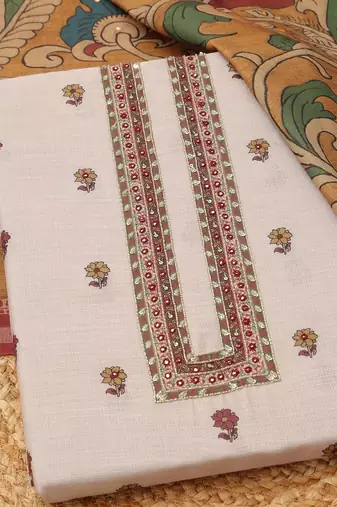 Printed Linen Unstitched Dress Material