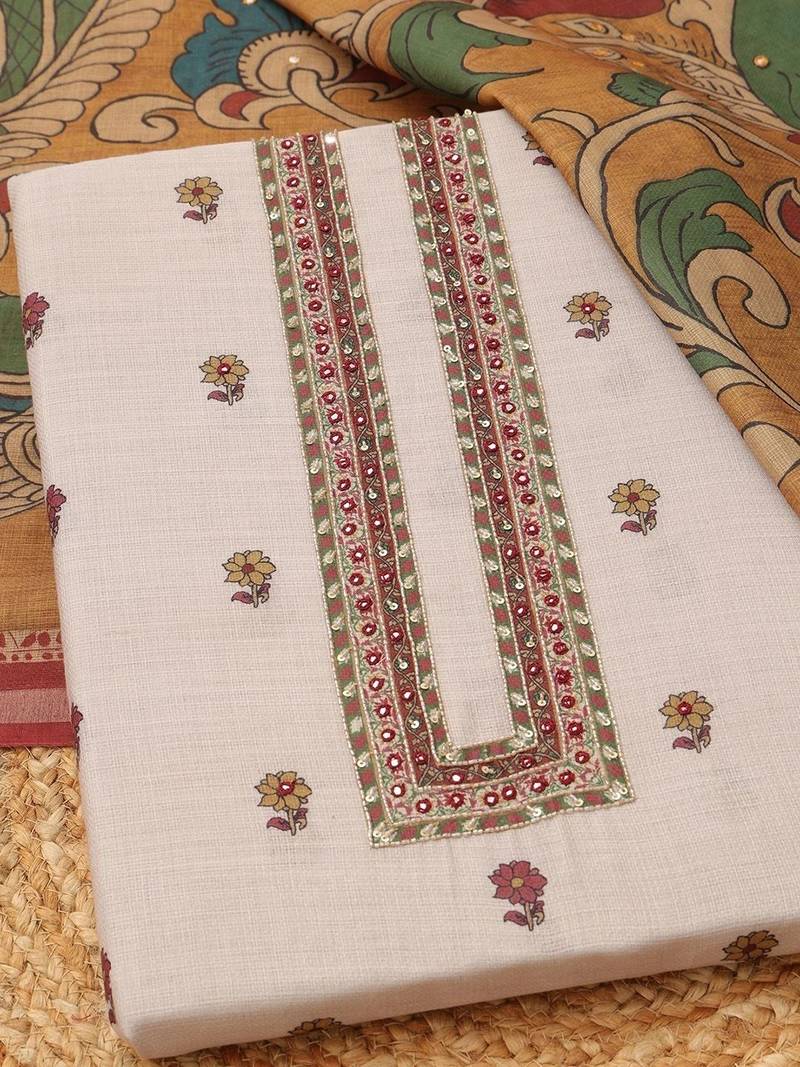 Printed Linen Unstitched Dress Material