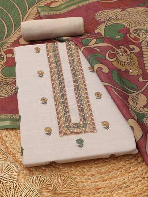 Printed Linen Unstitched Dress Material 1