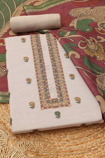 Printed Linen Unstitched Dress Material