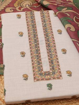 Printed Linen Unstitched Dress Material 2