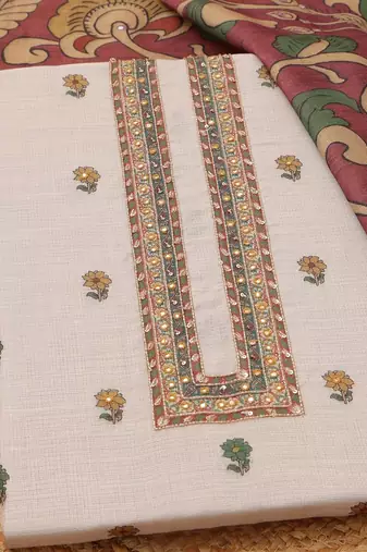 Printed Linen Unstitched Dress Material