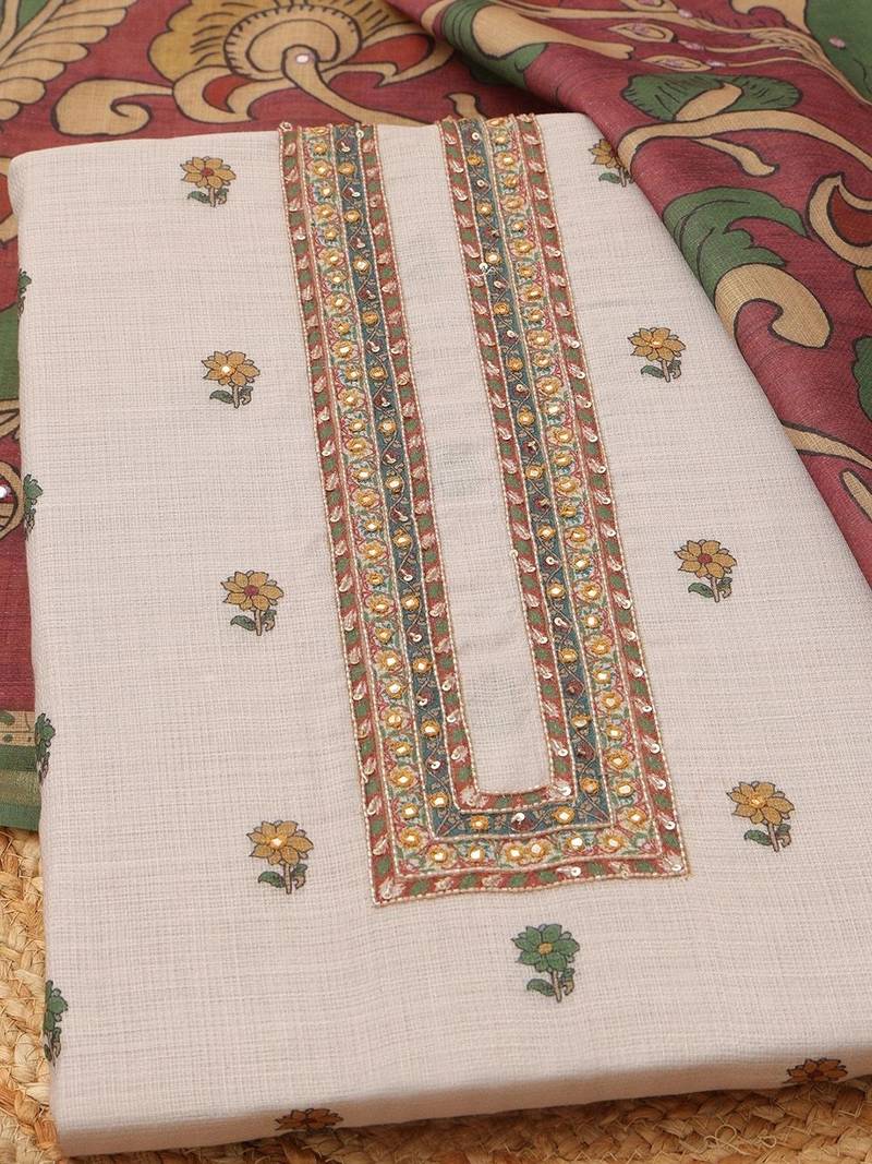 Printed Linen Unstitched Dress Material
