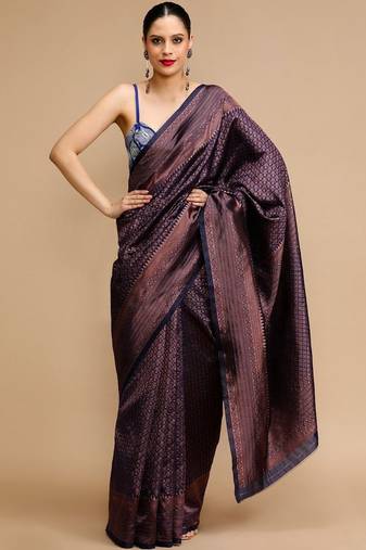 Blue woven design sarees