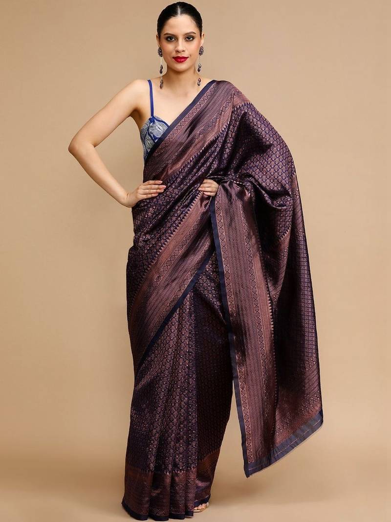 Blue woven design sarees