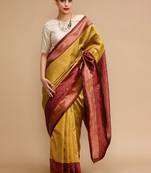 Yellow woven design banarasi sarees