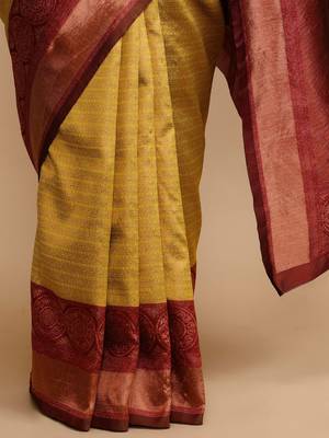 Yellow woven design banarasi sarees 5