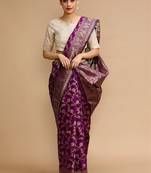 Purple woven design banarasi sarees