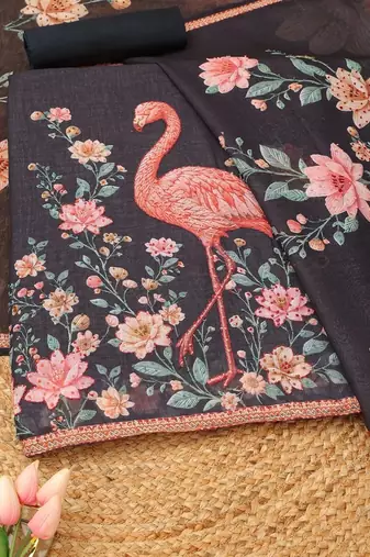 Printed Linen Unstitched Dress Material