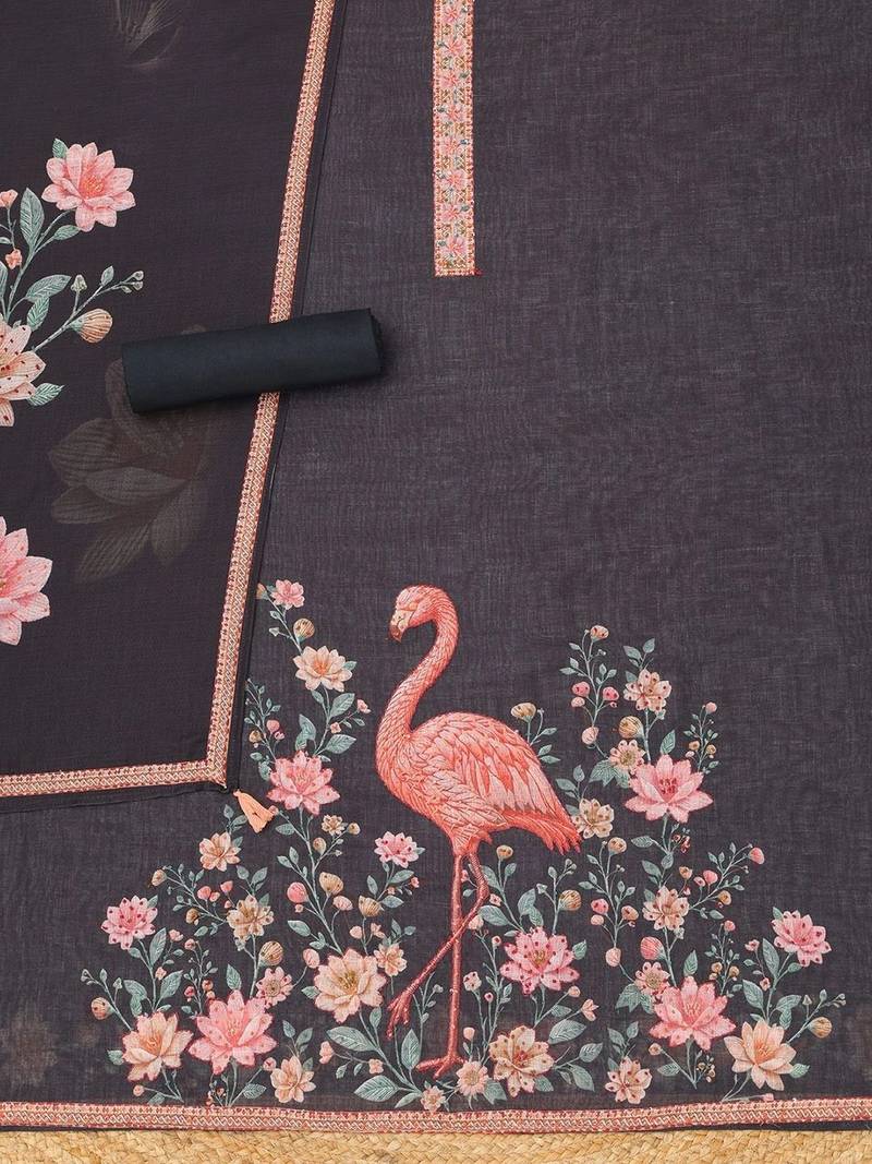 Printed Linen Unstitched Dress Material