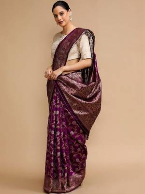 Purple woven design banarasi sarees 2