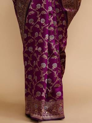 Purple woven design banarasi sarees 5