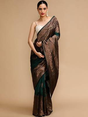 Green woven design banarasi sarees 1