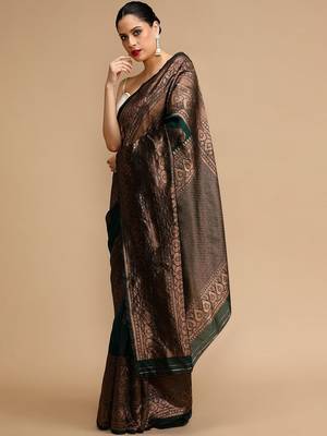Green woven design banarasi sarees 2