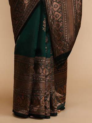 Green woven design banarasi sarees 5