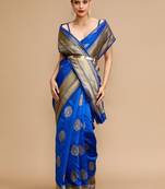 Blue woven design sarees