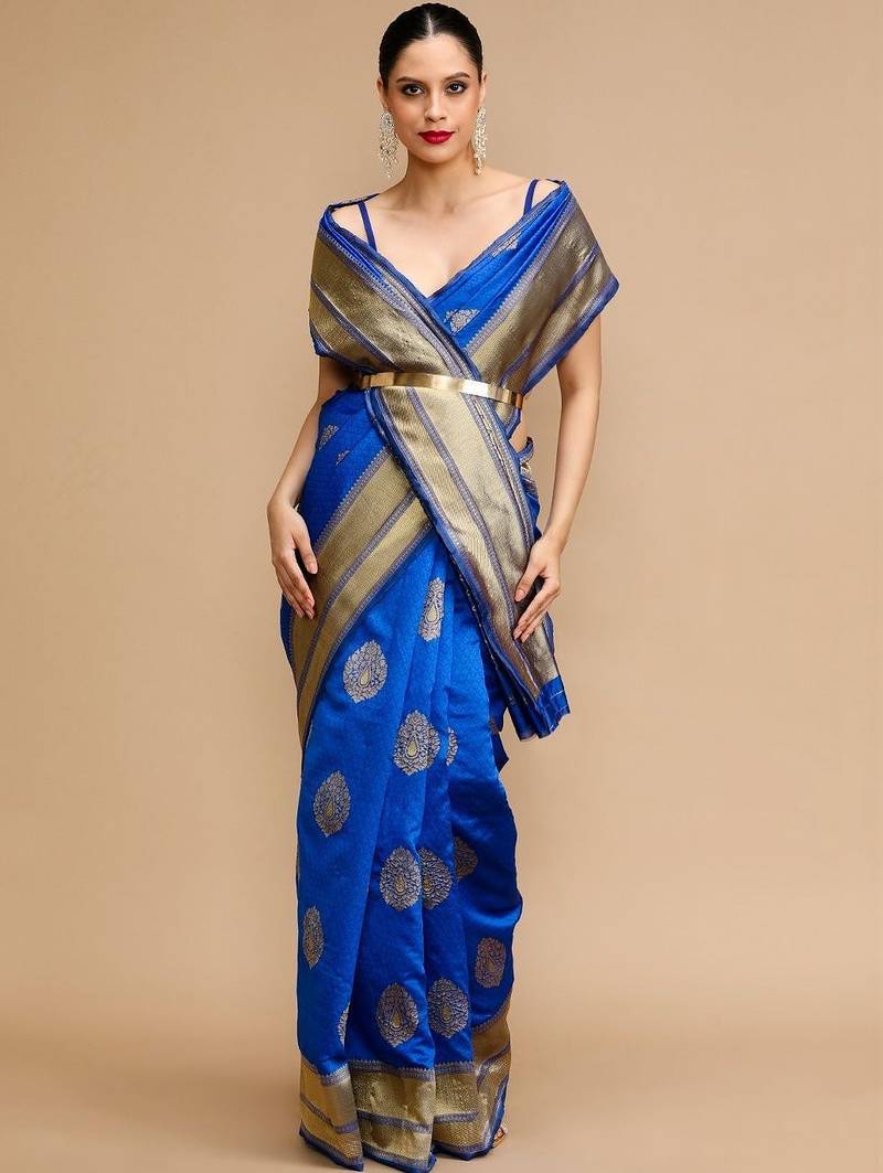Blue woven design sarees