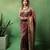 Maroon satin woven saree with blouse