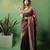 Maroon satin woven saree with blouse