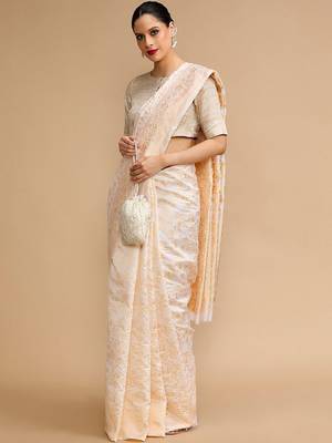 Off white woven design sarees 2