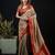 Beige satin woven saree with blouse