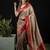 Beige satin woven saree with blouse