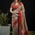 Beige satin woven saree with blouse