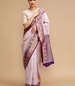 Lavender woven design banarasi saree