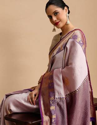 Lavender woven design banarasi saree 2