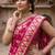 Red silk blend woven saree with blouse