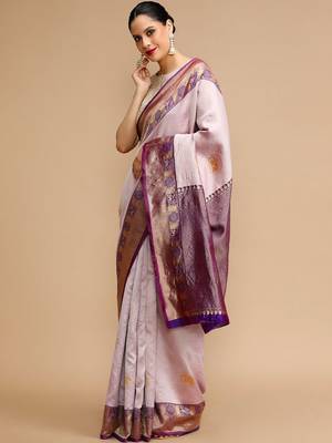 Lavender woven design banarasi saree 3