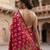 Red silk blend woven saree with blouse