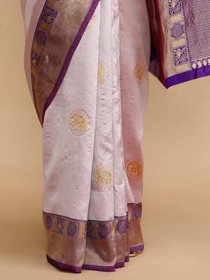 Lavender woven design banarasi saree 5