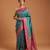 Green satin woven saree with blouse