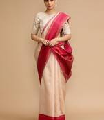 Cream woven design banarasi sarees