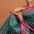 Green satin woven saree with blouse