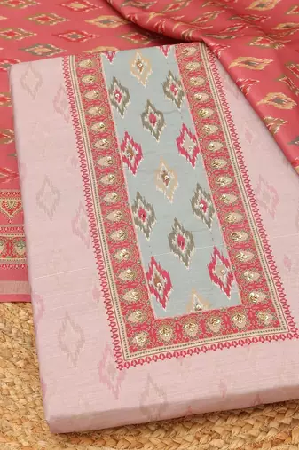 Printed Art Silk Unstitched Dress Material