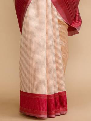 Cream woven design banarasi sarees 5
