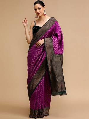 Purple woven design banarasi sarees 1
