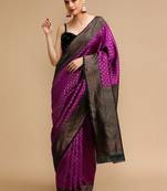 Purple woven design banarasi sarees