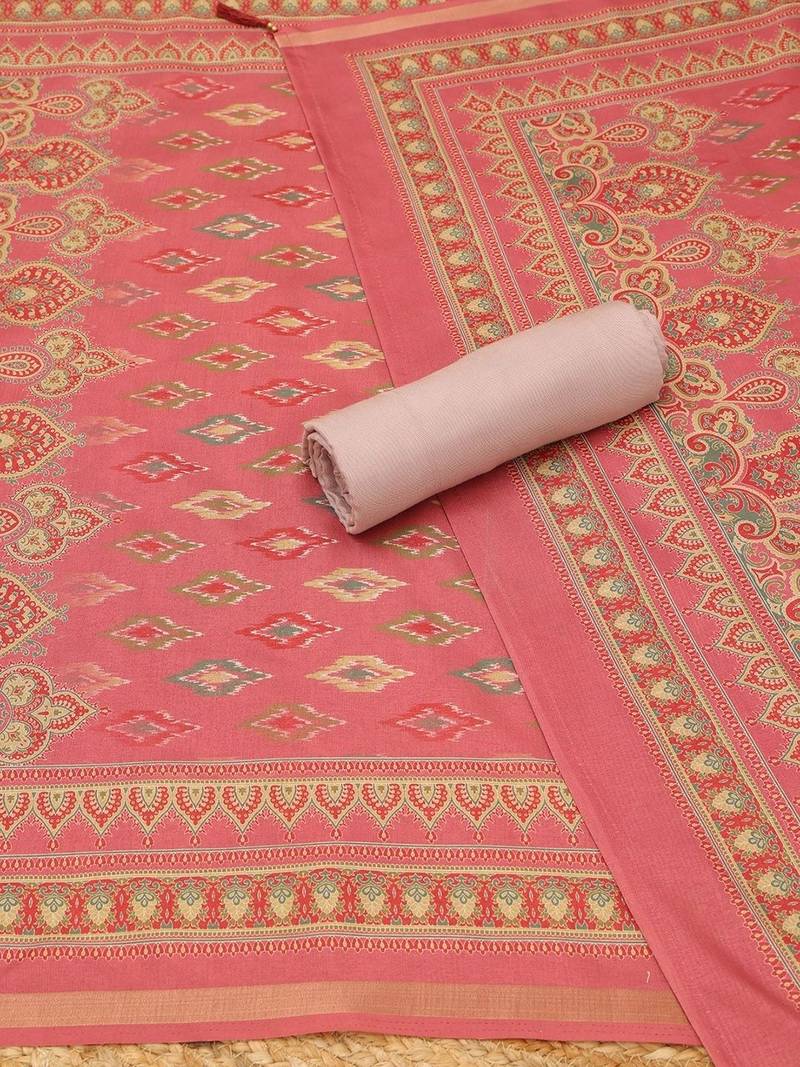 Printed Art Silk Unstitched Dress Material