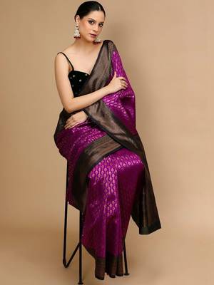 Purple woven design banarasi sarees 2