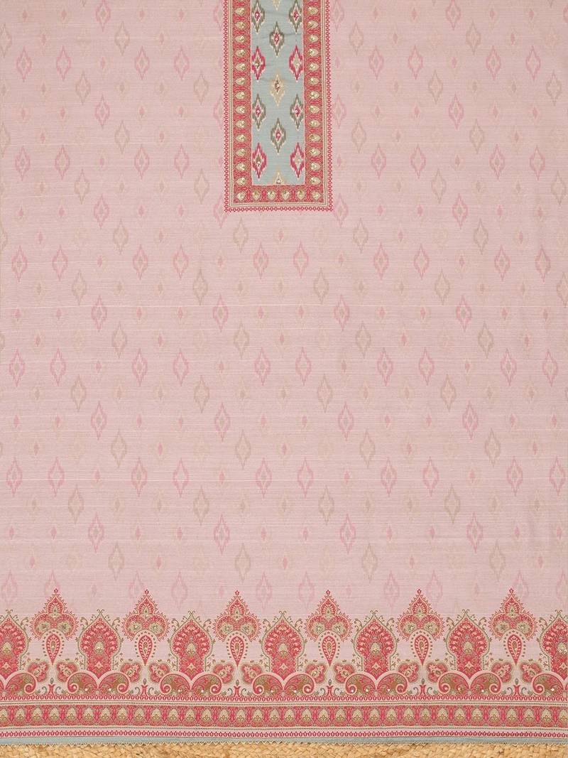 Printed Art Silk Unstitched Dress Material