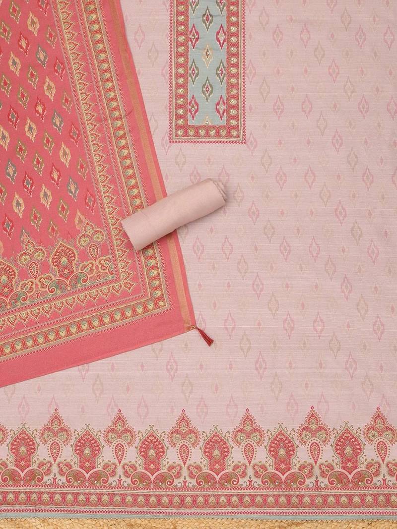 Printed Art Silk Unstitched Dress Material