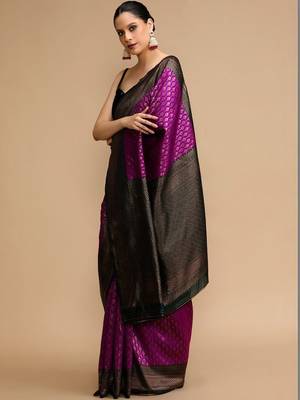 Purple woven design banarasi sarees 3