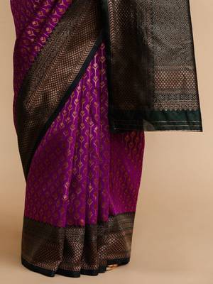 Purple woven design banarasi sarees 5