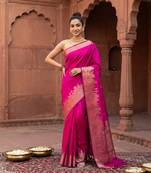 Rani katan silk woven saree with blouse