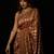 Brown silk blend woven saree with blouse